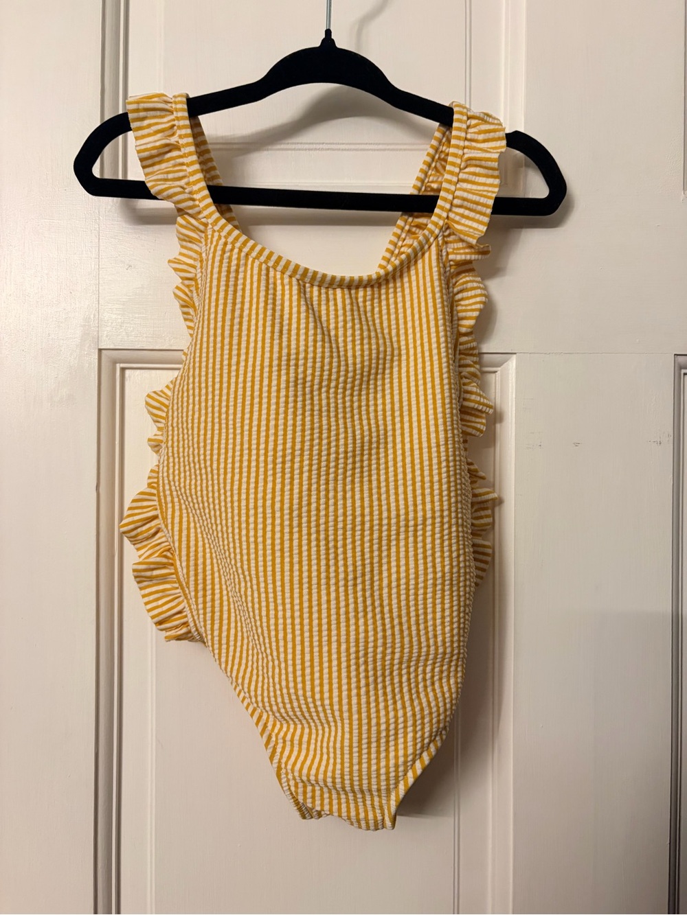 Zara Yellow and White Striped Ruffle One-Piece